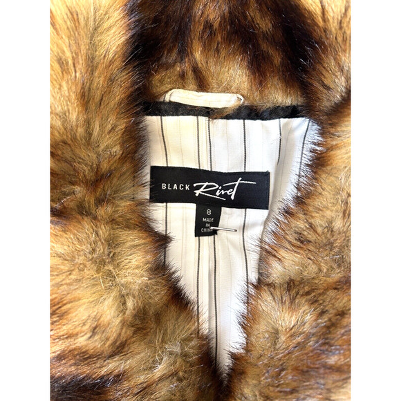 Black Rivet Womens Tweed Blazer w Faux Fur Collar Sz 8 Rhinestone Buttons Lined - Picture 7 of 9